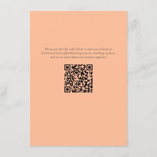 Peach Poppies Floral Eleganter Hochzeitsslipp Empf Begleitkarte (Rückseite)
