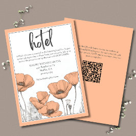Peach Poppies Floral Elegantes Wedding Hotel Begleitkarte