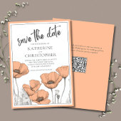 Peach Poppies Floral Moderne Elegante Hochzeit Save The Date