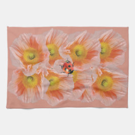 Peach Poppies & Ladybug Küchentuch