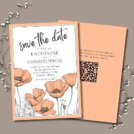 Peach Poppies Moderne Elegante Hochzeit mit Flora Save The Date
