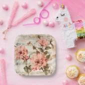 Peach Poppies Music Sheet Pappteller (Party)