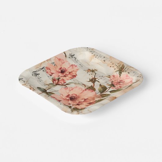 Peach Poppies Music Sheet Pappteller (Gewinkelt)