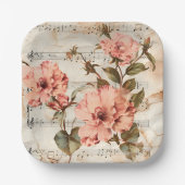 Peach Poppies Music Sheet Pappteller (Vorderseite)