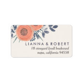 Peach Poppies-Rücksendeadresse Adressaufkleber (Vorne)