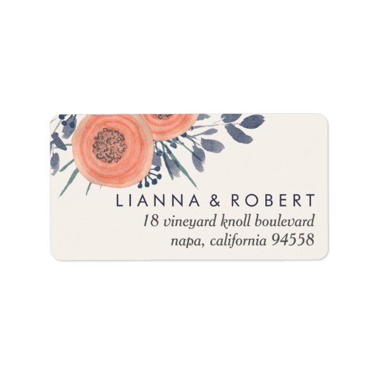 Peach Poppies-Rücksendeadresse Adressaufkleber (Vorne)
