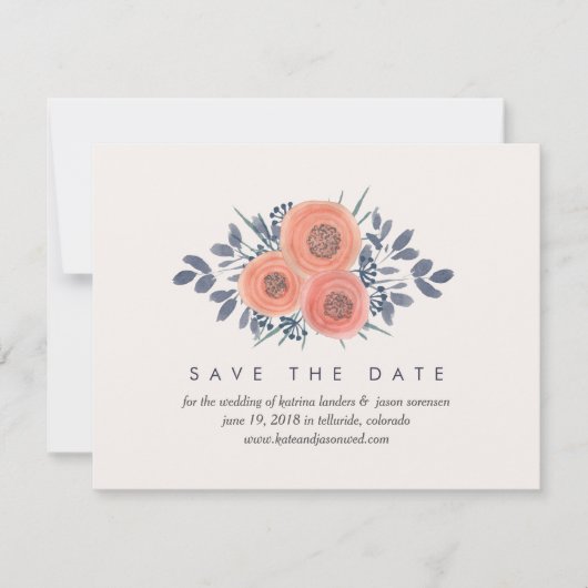 Peach Poppies Speichern der Datumskarten mit Foto- Save The Date (Vorderseite)