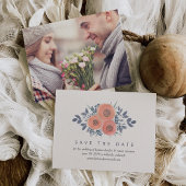 Peach Poppies Speichern der Datumskarten mit Foto- Save The Date