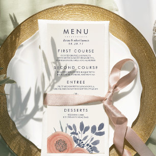 Peach Poppies Wedding Menu Menükarte