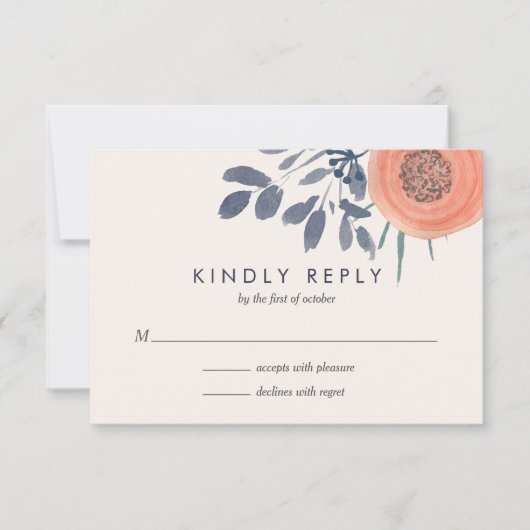 Peach Poppies Wedding RSVP Response (Vorderseite)