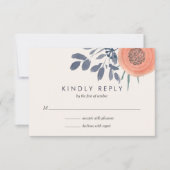 Peach Poppies Wedding RSVP Response Karte (Vorderseite)