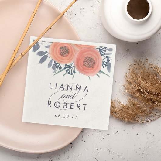 Peach Poppies Wedding Serviette