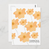 Peach Poppy Floral Hand Drawing Danke Postkarte (Vorne/Hinten)