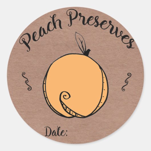 Peach Preserve Aufkleber mit Platz für Datum (Vorderseite)