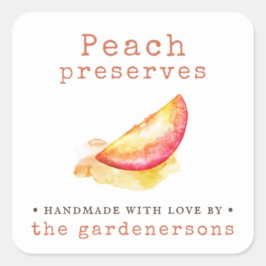 Peach Preserve Quadratischer Aufkleber (Vorderseite)