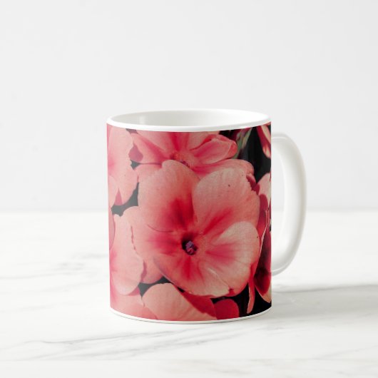 Peach Primrose Blume Art Kaffeetasse (VorderseiteRechts)