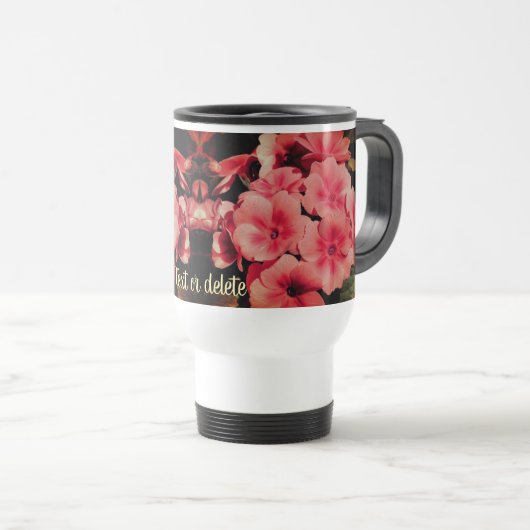 Peach Primrose Blume Personalisiert Reisebecher (VorderseiteRechts)