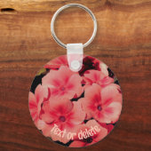 Peach Primrose Blume Personalisiert Schlüsselanhänger (Rückseite)