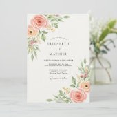 Peach Pristine Spring Wedding Einladung (Stehend Vorderseite)