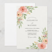 Peach Pristine Spring Wedding Einladung (Vorne/Hinten)
