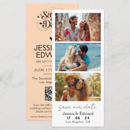 Peach Puff Save the Date Foto Stand Qr Code