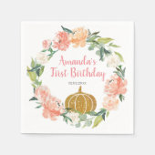 Peach Pumpkin Birthday Paper Napkins Serviette (Vorderseite)