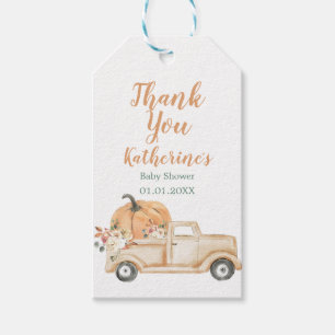 Peach Pumpkin Rustic Floral Truck Danke Tag Geschenkanhänger
