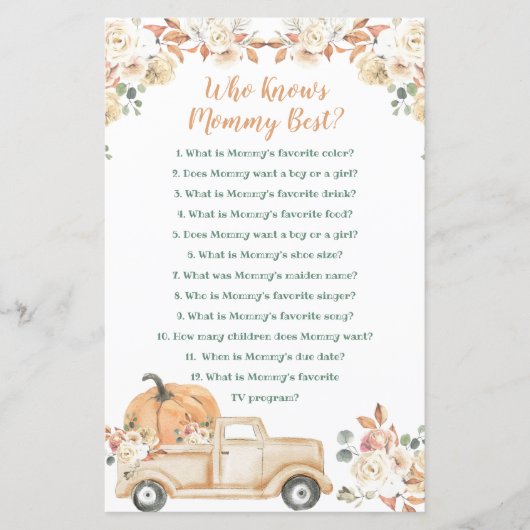 Peach Pumpkin Rustic Truck, der Mommy Best kennt (Vorderseite)