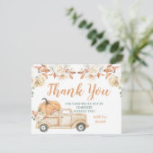 Peach Pumpkin Rustic Truck Greenerity Baby Shower Dankeskarte (Stehend Vorderseite)