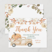 Peach Pumpkin Rustic Truck Greenerity Baby Shower Dankeskarte (Vorne/Hinten)