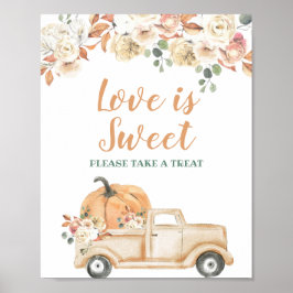 Peach Pumpkin Rustic Truck Liebe ist Sweet Sign Poster