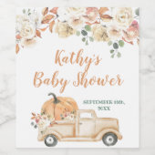 Peach Pumpkin Rustic Truck Weinflasche Weinetikett (Einzelnes Label)