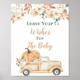 Peach Pumpkin Rustic Truck Wünsche für Baby-Zeiche Poster