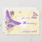 Peach Purple Butterfly Invitation Card Einladung (Vorderseite)