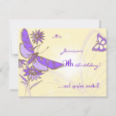 Peach Purple Butterfly Invitation Card RSVP Karte (Vorderseite)