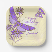 Peach Purple Butterfly Throw Pillow Pappteller (Vorderseite)