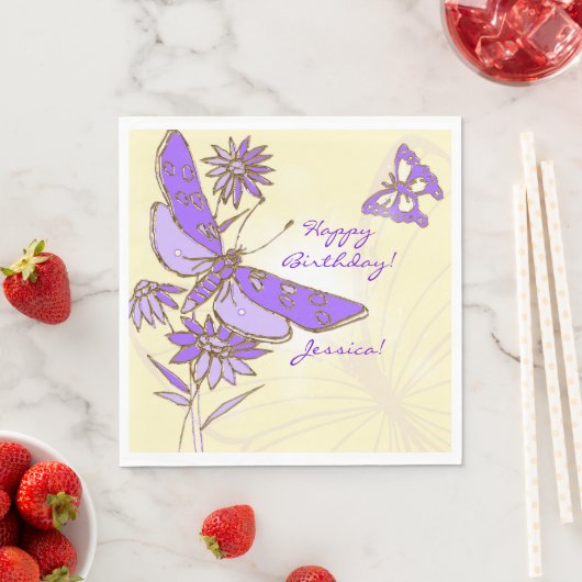 Peach Purple Butterfly Throw Pillow Serviette (Beispiel)