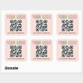 Peach QR Code Stickers Custom Business Logo Square (Blatt)