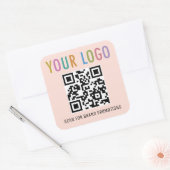 Peach QR Code Stickers Custom Business Logo Square (Umschlag)