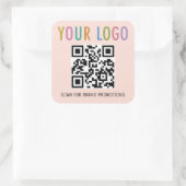 Peach QR Code Stickers Custom Business Logo Square (Tasche)
