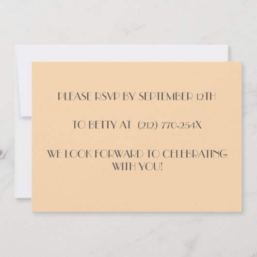 Peach Raffinierter Rotwein Geburtstag Einladung (Rückseite)