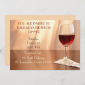 Peach Raffinierter Rotwein Geburtstag Einladung (Vorne/Hinten)