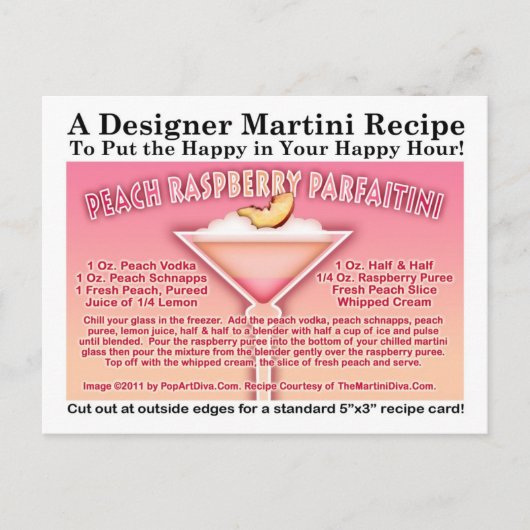 Peach Raspberry Parfait Martini Rezept Postkarte (Vorderseite)