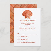 Peach Rattan Seashell Wedding Reply RSVP Cards (Vorne/Hinten)