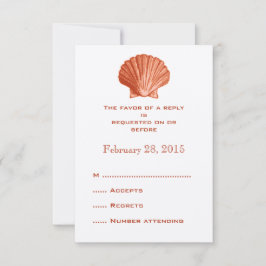 Peach Rattan Seashell Wedding Reply RSVP Cards Karte
