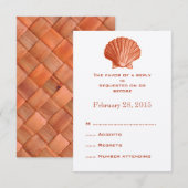 Peach Rattan Seashell Wedding Reply RSVP Cards Karte (Vorne/Hinten)