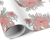 Peach Read Coral Floral Garden Muster Geschenkpapier (Rolleneckpunkt)