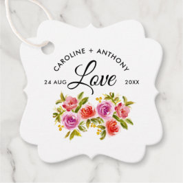 Peach Red Floral Watercolor Hochzeit Vielen Dank Geschenkanhänger