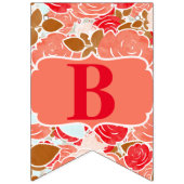 Peach Red Gold Rose Floral Valentine Day Party Wimpelkette (Erste Fahne)