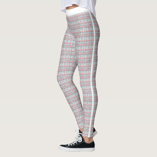 Peach Red Green Tartan Pattern Joggen Leggings (Links)